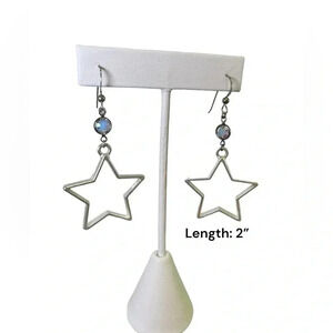 2” Handmade Western Star Cutout dangled silver Earrings